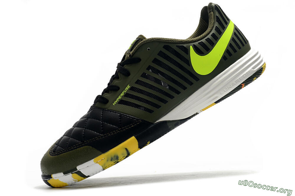 Nike Lunar Gato 2 IC Football Shoes - Black/Green/Yellow 5