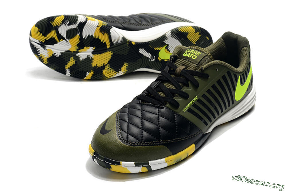 Nike Lunar Gato 2 IC Football Shoes - Black/Green/Yellow 0