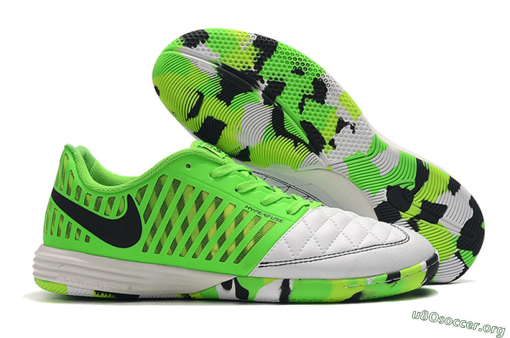 Nike Lunar Gato 2 IC Football Shoes - White/Green/Black 2