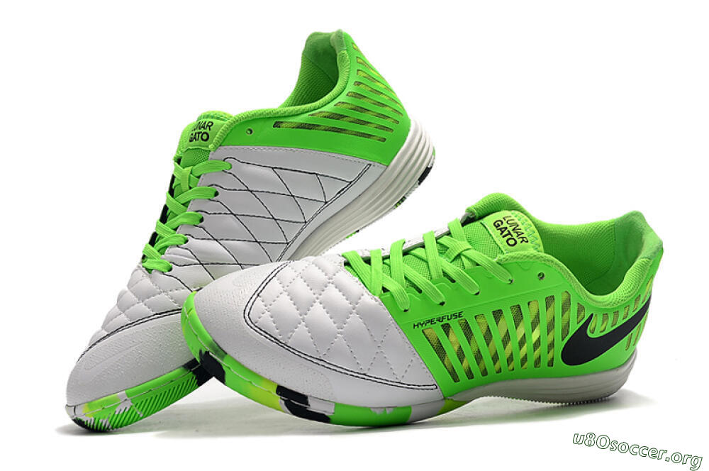 Nike Lunar Gato 2 IC Football Shoes - White/Green/Black 6