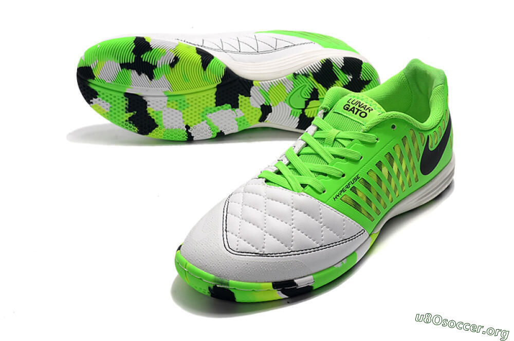 Nike Lunar Gato 2 IC Football Shoes - White/Green/Black 0