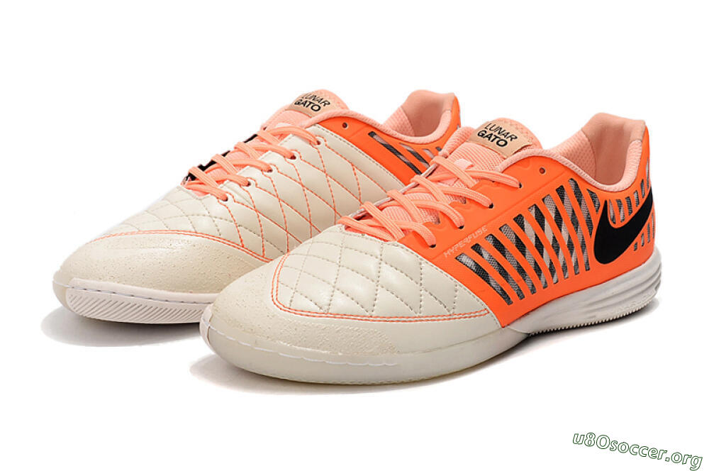 Nike Lunar Gato 2 IC Football Shoes - White/Orange/Black 5