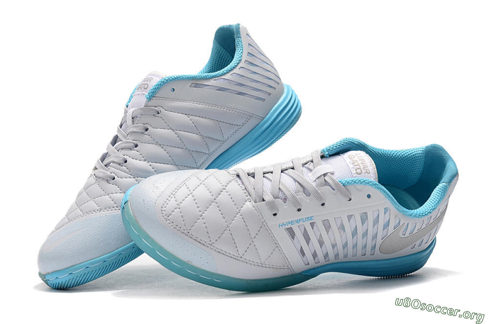 Nike Lunar Gato 2 IC Football Shoes - White/Silver/Jade 5