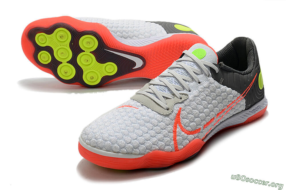 Nike React Gato IC Football Shoes - White/Red/Yellow/Grey 0