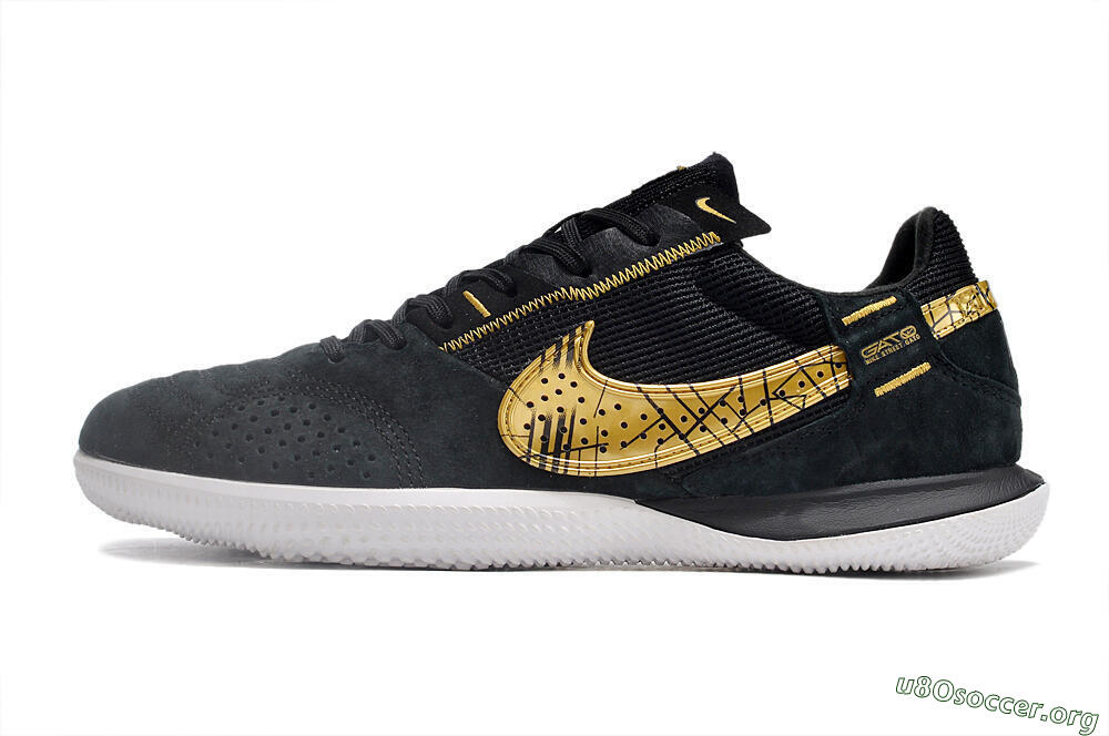 Nike Street Gato IC Football Shoes - Black/Gold/White 3