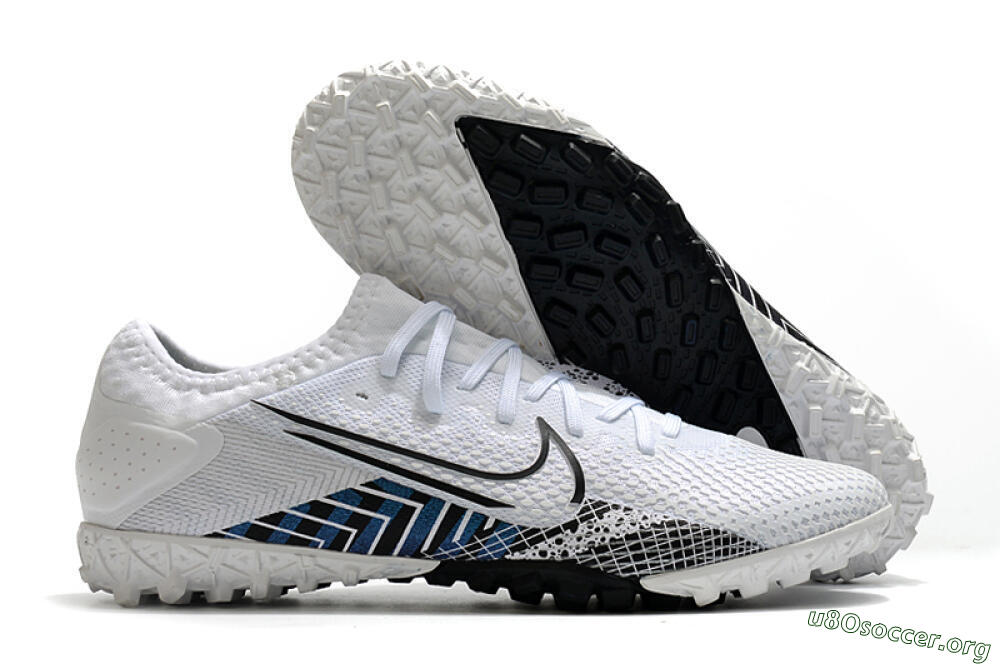 Nike Mercurial Vapor 13 Pro TF Football Shoes - White/Black/Blue 2