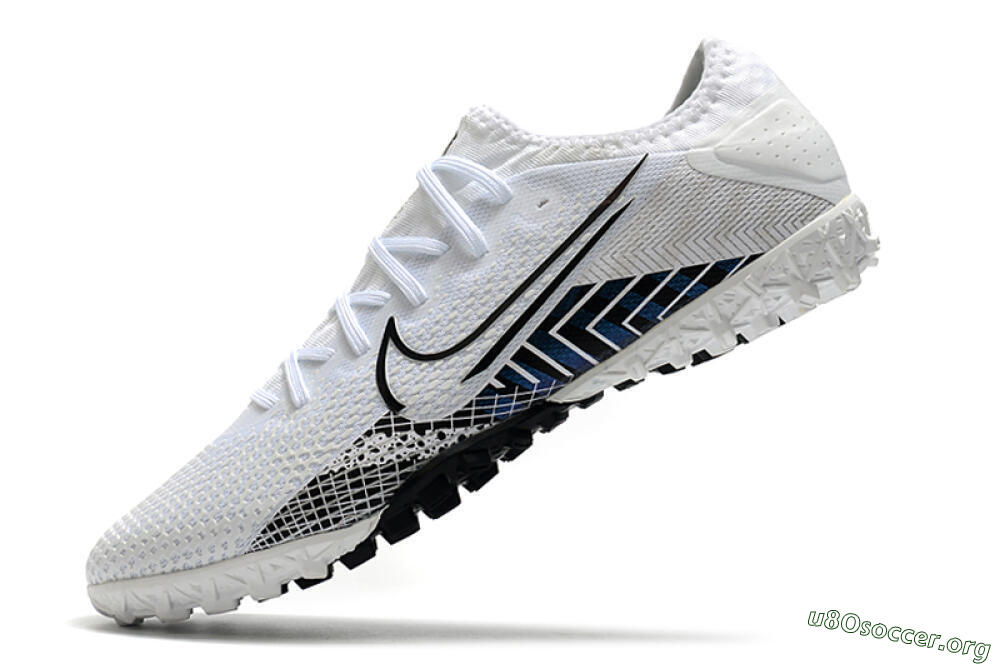 Nike Mercurial Vapor 13 Pro TF Football Shoes - White/Black/Blue 4