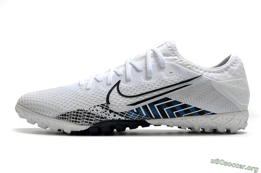 Nike Mercurial Vapor 13 Pro TF Football Shoes - White/Black/Blue 3