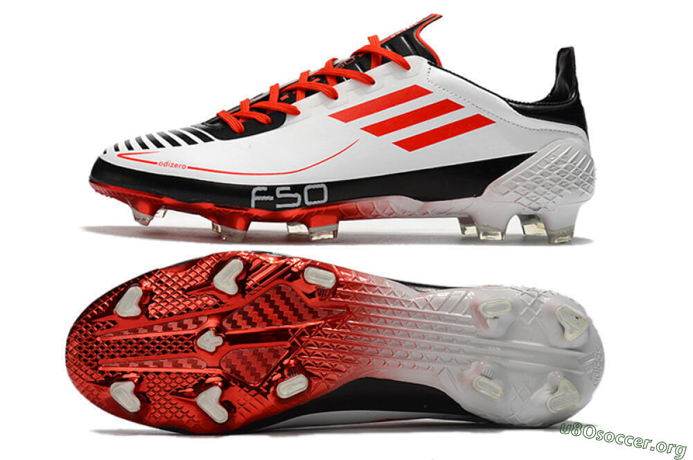 Adidas F50 Adizero Ghosted FG Football Boots - White/Red/Black 1