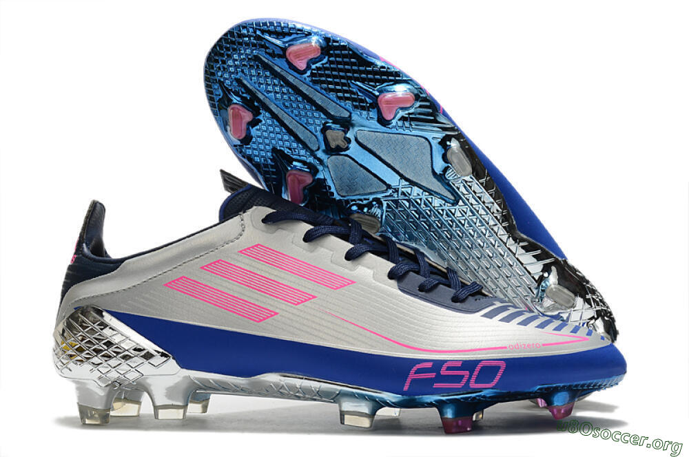 Adidas F50 Adizero Ghosted FG Football Boots - Silver/Pink/Blue 2