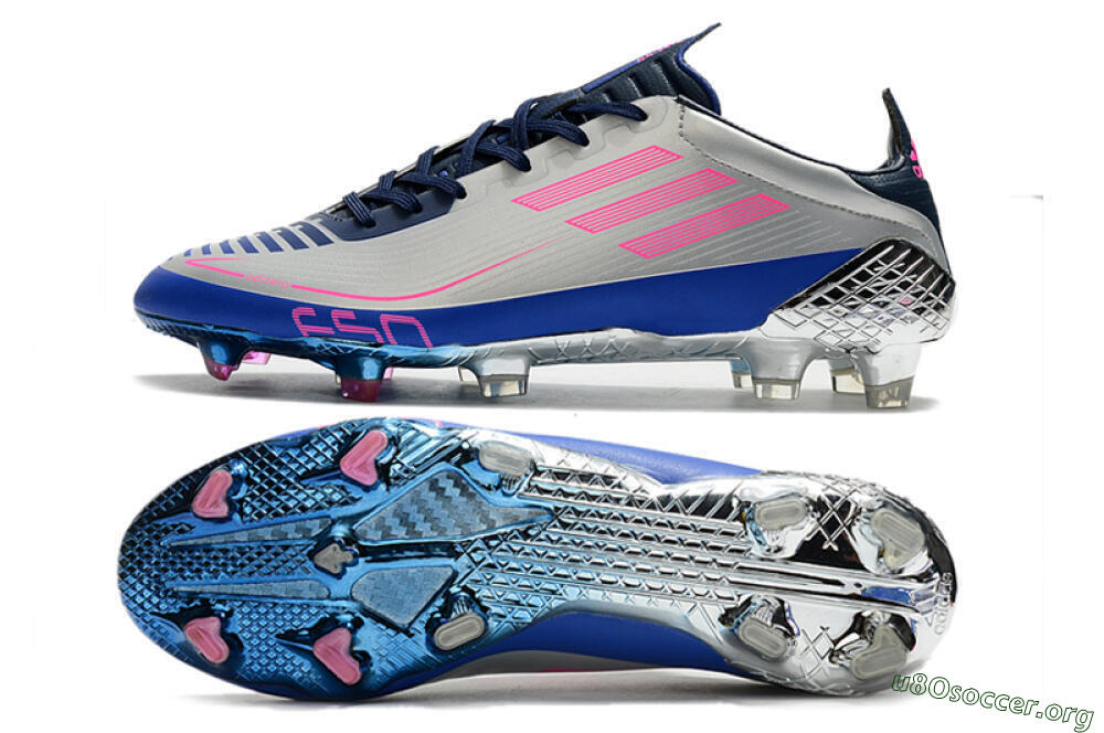 Adidas F50 Adizero Ghosted FG Football Boots - Silver/Pink/Blue 1
