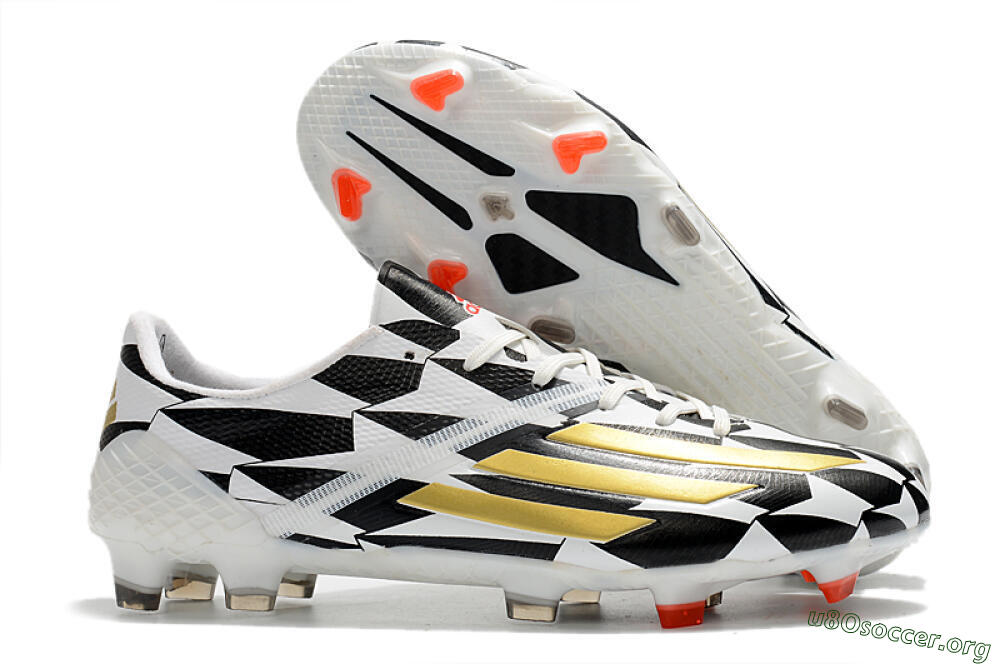 Adidas F50 Adizero Ghosted FG Football Boots - White/Black/Gold 2