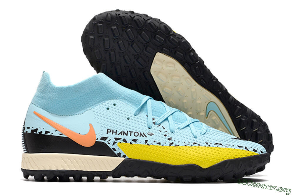 Nike Phantom GT Pro TF Football Shoes - Blue/Yellow/Pink 2