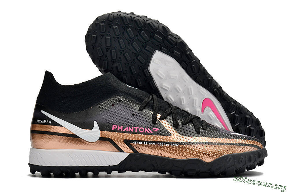 Nike Phantom GT Pro TF Football Shoes - Gold/Black/White 2