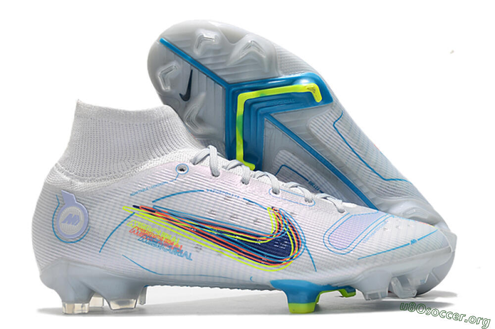 Nike Mercurial Superfly 8 Elite FG Football Boots - White/Blue/Yellow 2