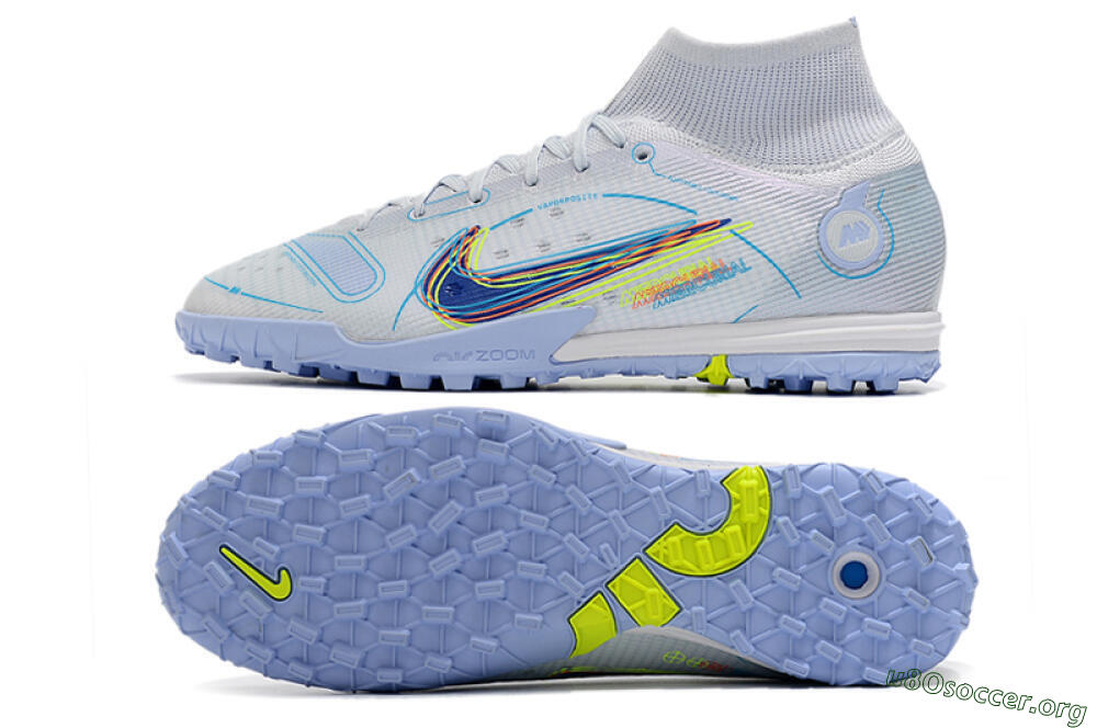 Nike Mercurial Superfly 8 Elite TF Football Shoes - White/Blue/Yellow 1