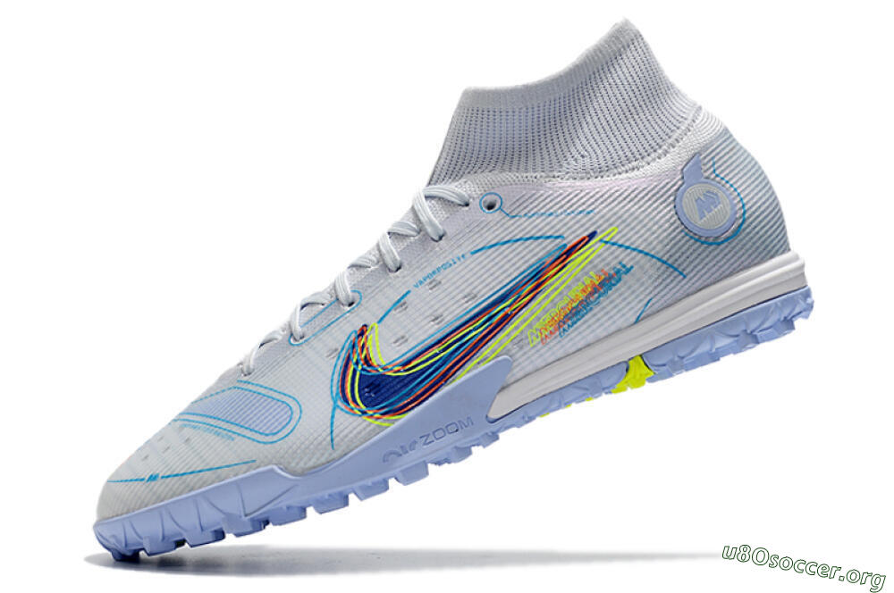 Nike Mercurial Superfly 8 Elite TF Football Shoes - White/Blue/Yellow 5