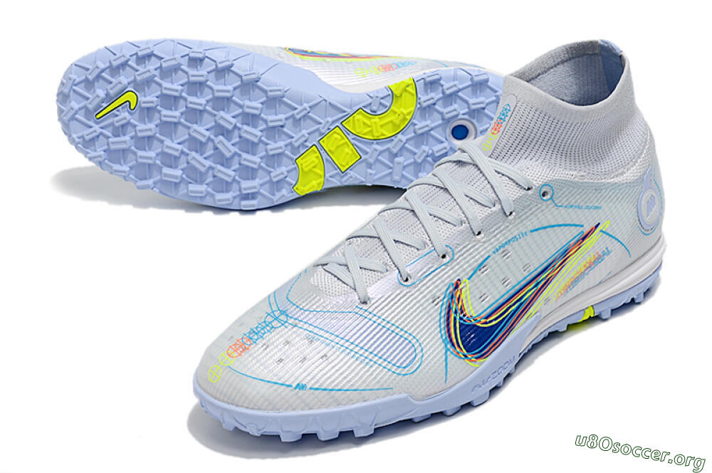 Nike Mercurial Superfly 8 Elite TF Football Shoes - White/Blue/Yellow 0