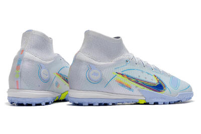 Nike Mercurial Superfly 8 Elite TF Football Shoes - White/Blue/Yellow