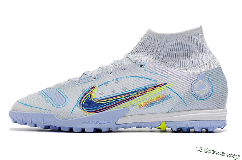 Nike Mercurial Superfly 8 Elite TF Football Shoes - White/Blue/Yellow 3