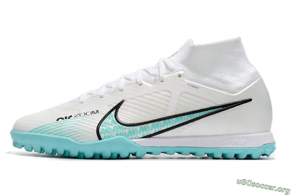 Nike Air Zoom Mercurial Superfly 9 Elite TF Football Shoes - White/Jade/Black 3