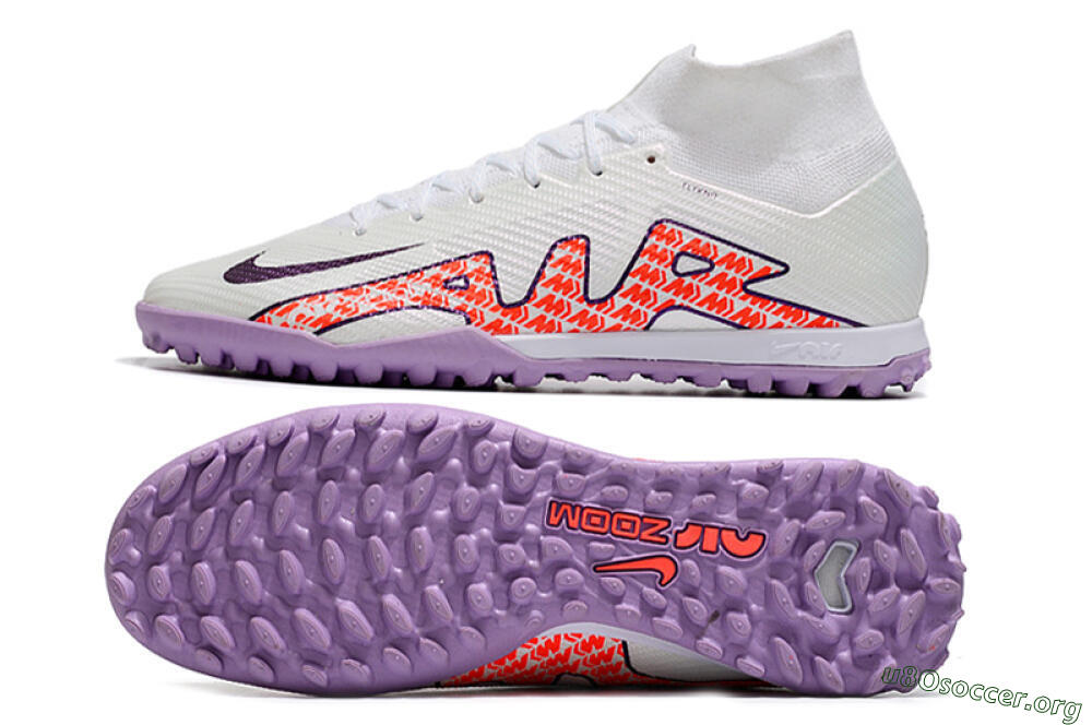 Nike Air Zoom Mercurial Superfly 9 Elite TF Football Shoes - White/Red/Purple 1