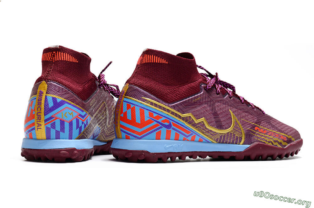 Nike Air Zoom Mercurial Superfly 9 Elite TF Football Shoes - Red/Gold/Blue 6