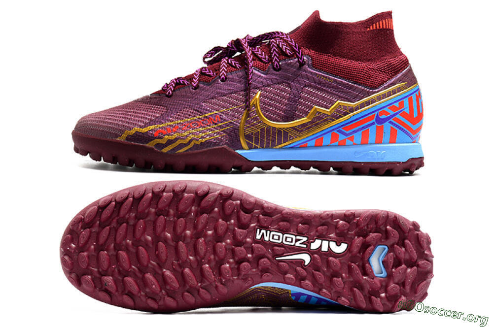 Nike Air Zoom Mercurial Superfly 9 Elite TF Football Shoes - Red/Gold/Blue 1