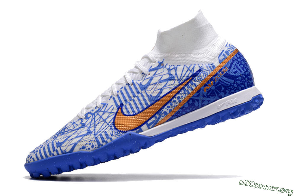 Nike Air Zoom Mercurial Superfly 9 Elite TF Football Shoes - Blue/White/Gold 5