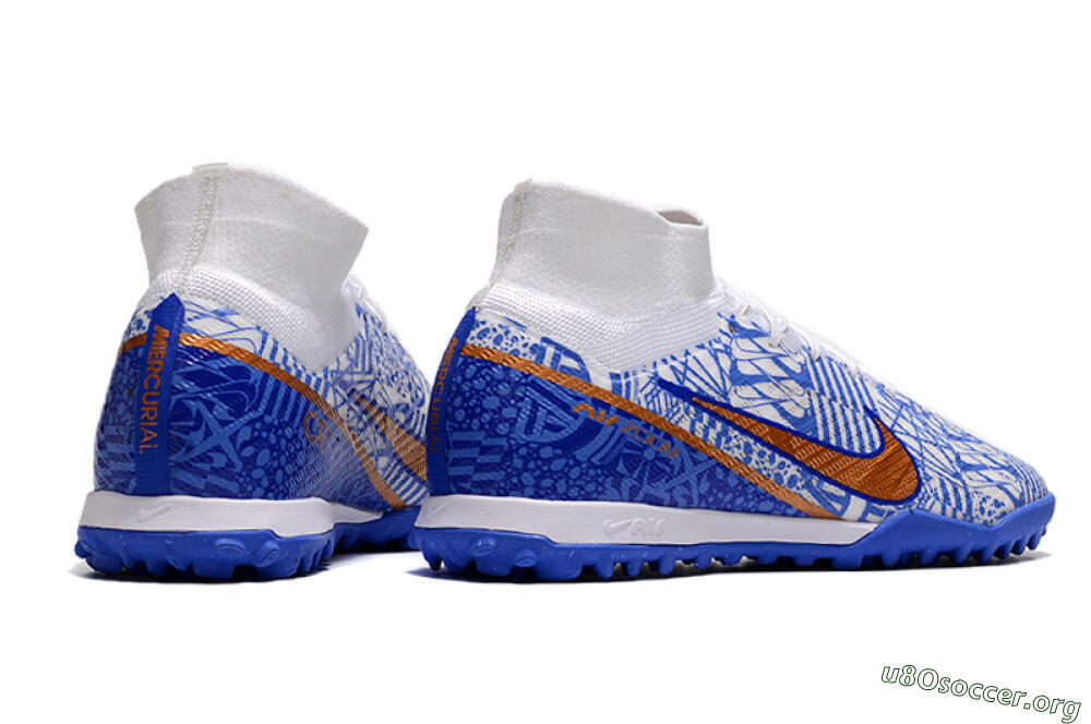 Nike Air Zoom Mercurial Superfly 9 Elite TF Football Shoes - Blue/White/Gold 6