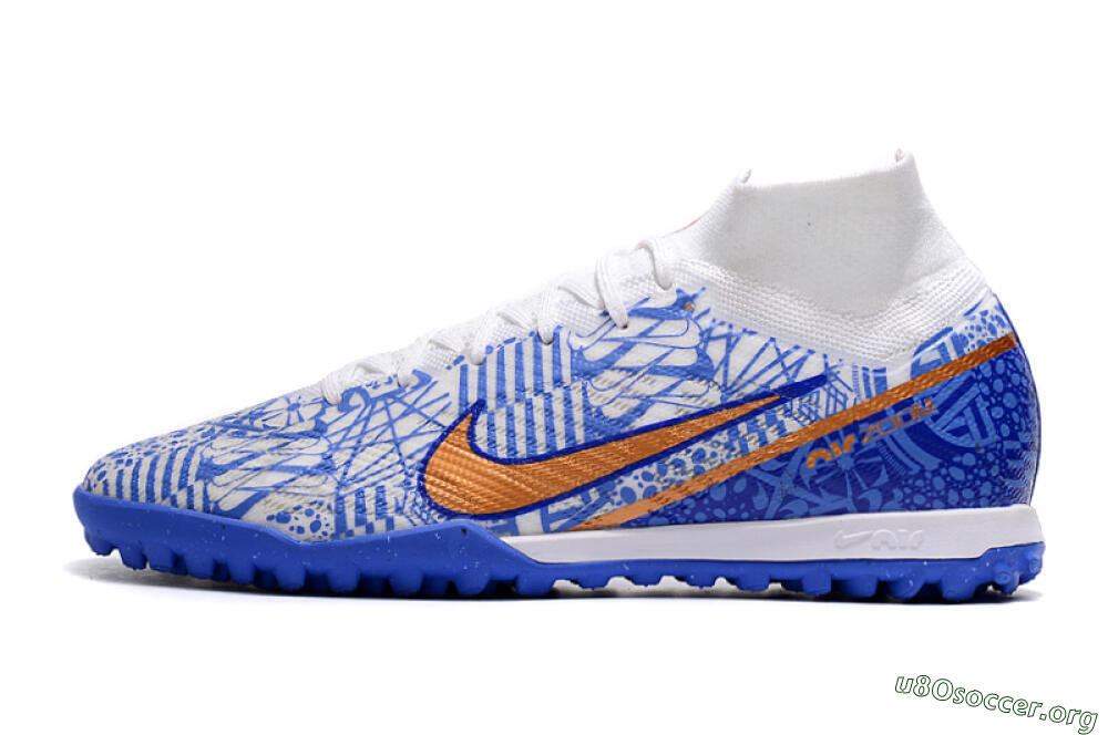 Nike Air Zoom Mercurial Superfly 9 Elite TF Football Shoes - Blue/White/Gold 3
