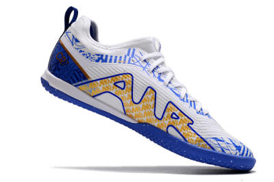 Nike Air Zoom Mercurial Vapor 15 Pro IC Football Shoes - White/Blue/Gold