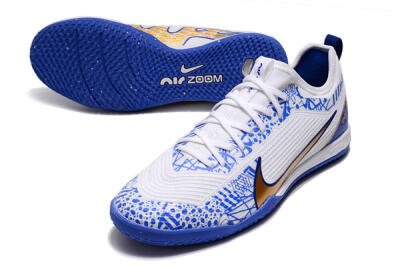 Nike Air Zoom Mercurial Vapor 15 Pro IC Football Shoes - White/Blue/Gold