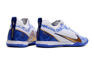 Nike Air Zoom Mercurial Vapor 15 Pro IC Football Shoes - White/Blue/Gold