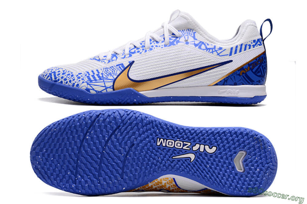 Nike Air Zoom Mercurial Vapor 15 Pro IC Football Shoes - White/Blue/Gold 1