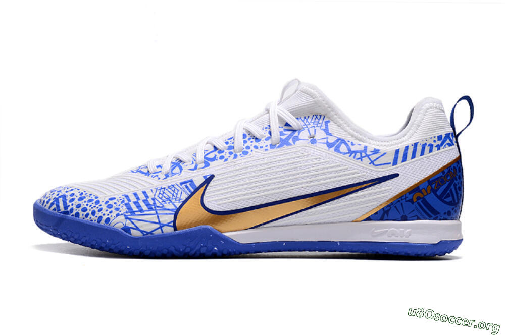 Nike Air Zoom Mercurial Vapor 15 Pro IC Football Shoes - White/Blue/Gold 3