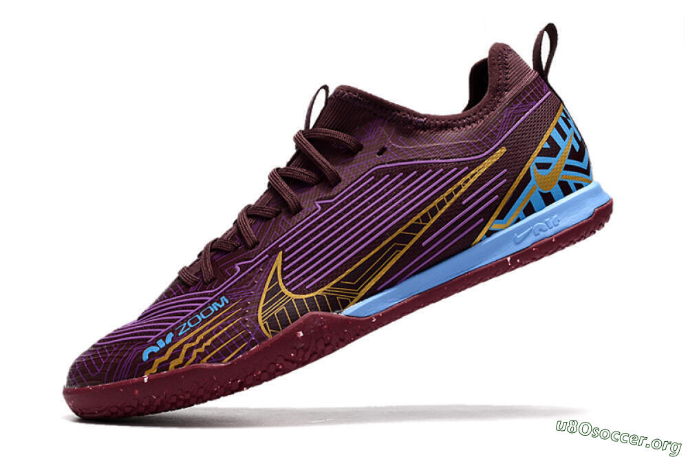 Nike Air Zoom Mercurial Vapor 15 Pro IC Football Shoes - Red/Purple/Gold/Blue 5
