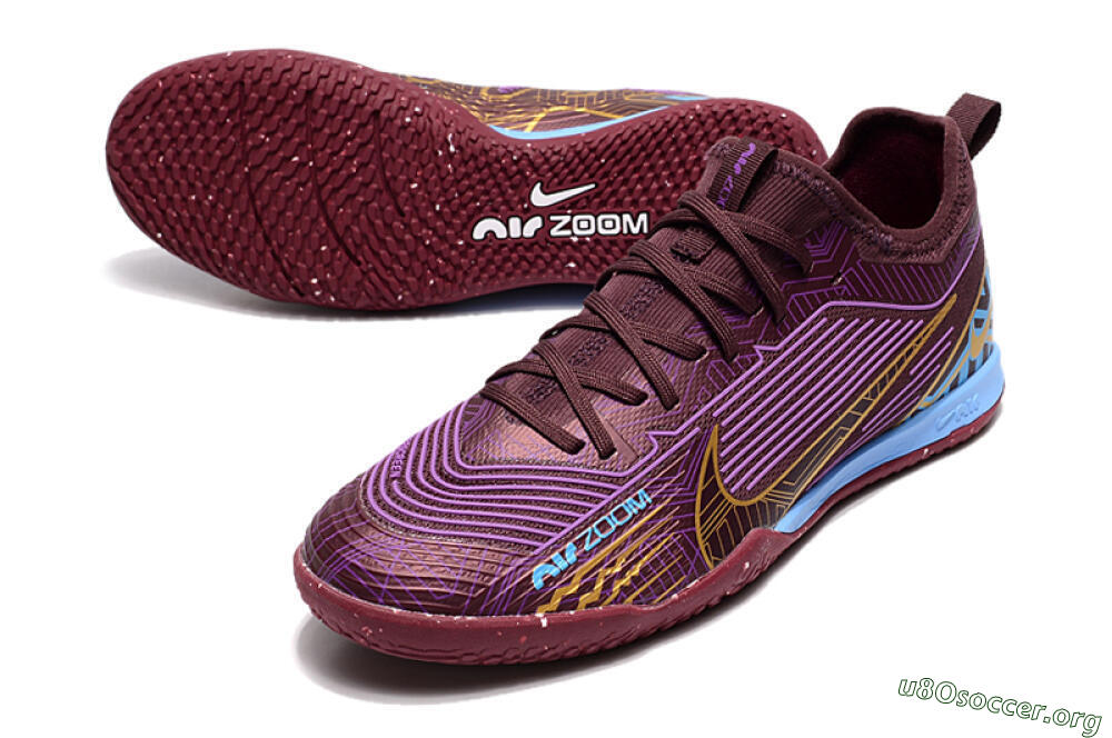 Nike Air Zoom Mercurial Vapor 15 Pro IC Football Shoes - Red/Purple/Gold/Blue 0