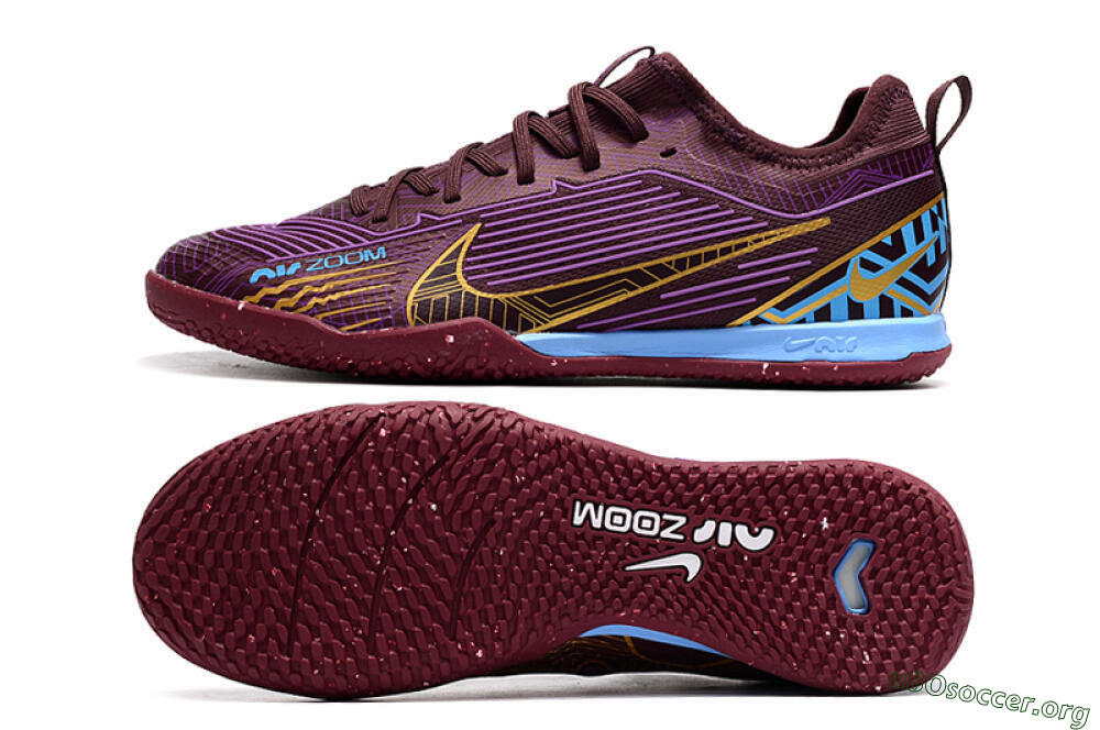 Nike Air Zoom Mercurial Vapor 15 Pro IC Football Shoes - Red/Purple/Gold/Blue 1