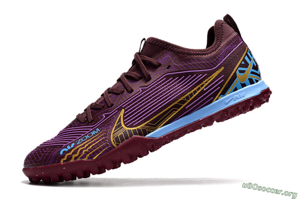 Nike Air Zoom Mercurial Vapor 15 Pro TF Football Shoes - Red/Purple/Gold/Blue 5