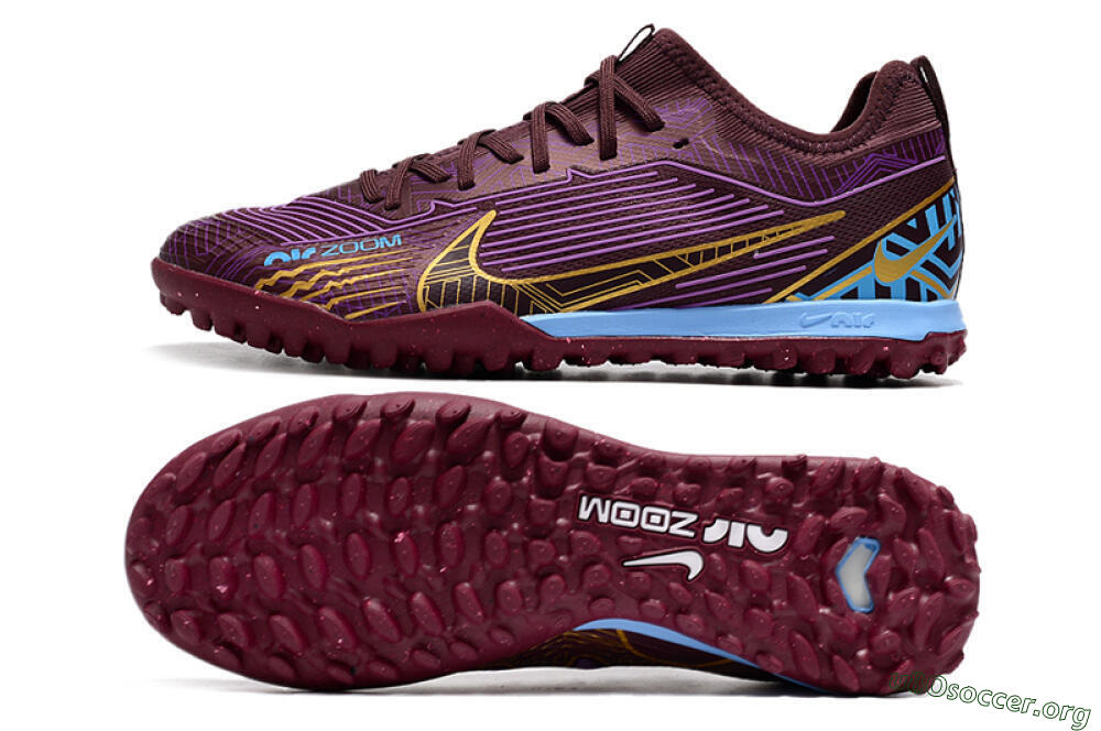 Nike Air Zoom Mercurial Vapor 15 Pro TF Football Shoes - Red/Purple/Gold/Blue 1
