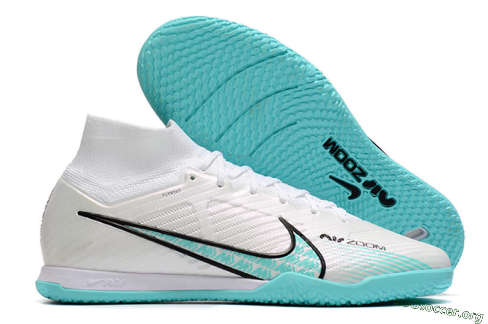 Nike Air Zoom Mercurial Superfly 9 Elite IC Football Shoes - White/Blue/Black 2