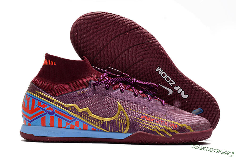 Nike Air Zoom Mercurial Superfly 9 Elite IC Football Shoes - Red/Purple/Gold/Blue 2