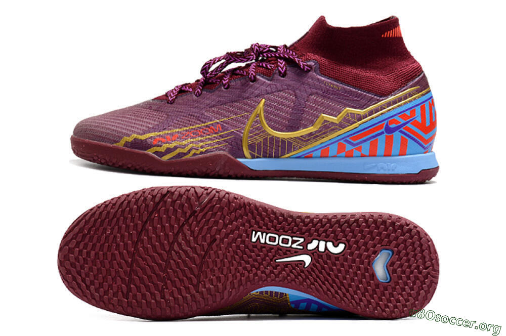 Nike Air Zoom Mercurial Superfly 9 Elite IC Football Shoes - Red/Purple/Gold/Blue 1