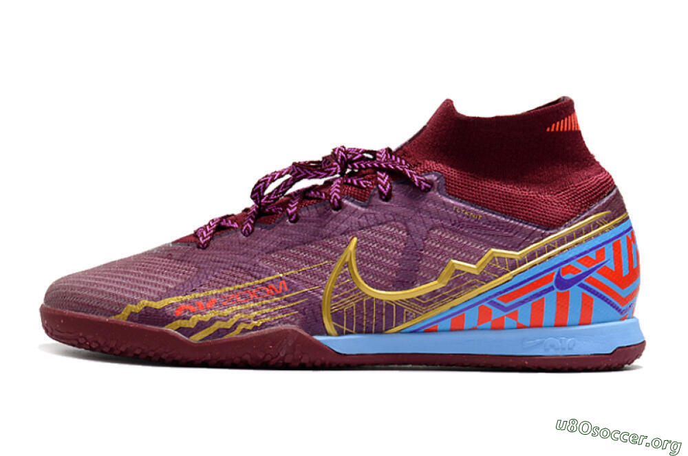 Nike Air Zoom Mercurial Superfly 9 Elite IC Football Shoes - Red/Purple/Gold/Blue 3
