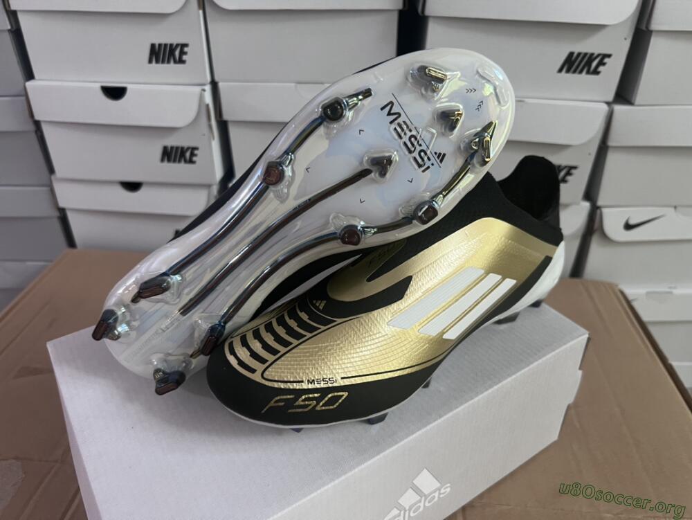 Adidas F50 Adizero Messi Laceless FG Football Boots - Gold/White/Black