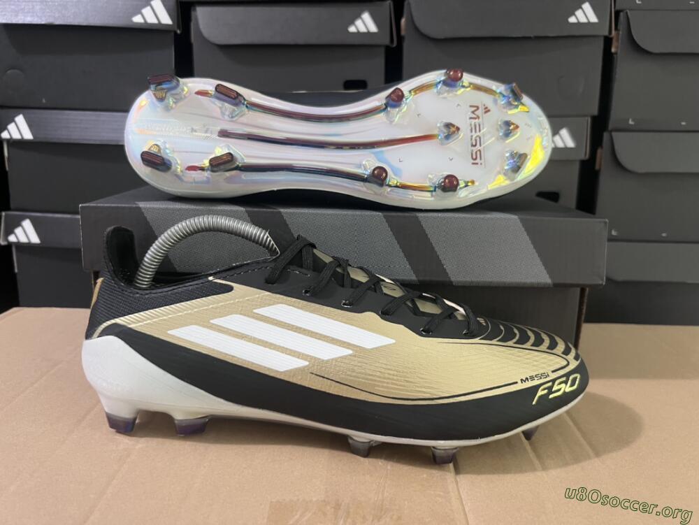 Adidas F50 Adizero Messi FG Football Boots - Gold/White/Black