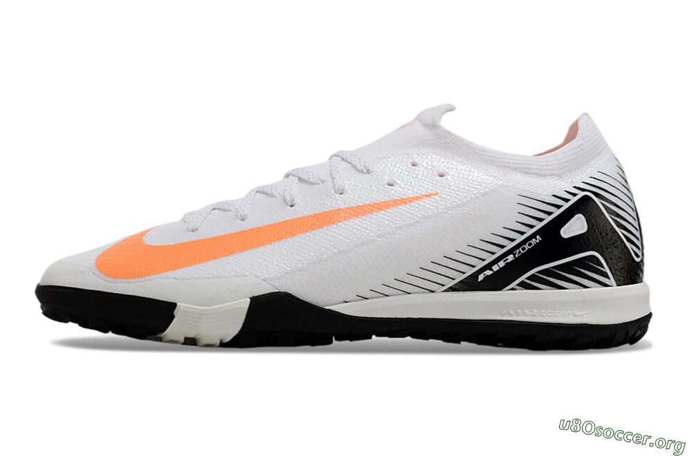 Nike Air Zoom Mercurial Vapor 16 Elite TF Football Shoes - White/Black/Orange 3