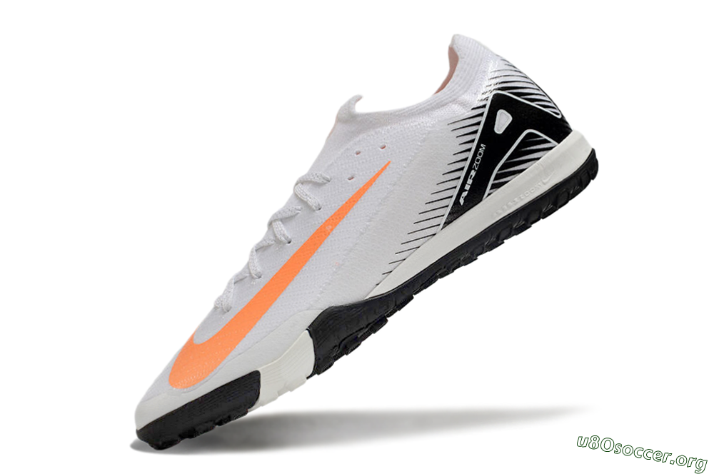 Nike Air Zoom Mercurial Vapor 16 Elite TF Football Shoes - White/Black/Orange 4