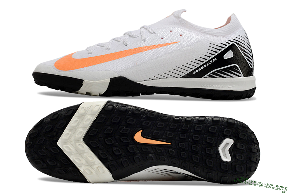 Nike Air Zoom Mercurial Vapor 16 Elite TF Football Shoes - White/Black/Orange 1